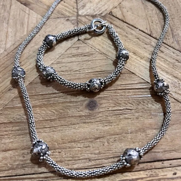 Handcrafted HEAVY SOLID Sterling Silver Moon Stars celestial Necklace Bracelet - Picture 5 of 11